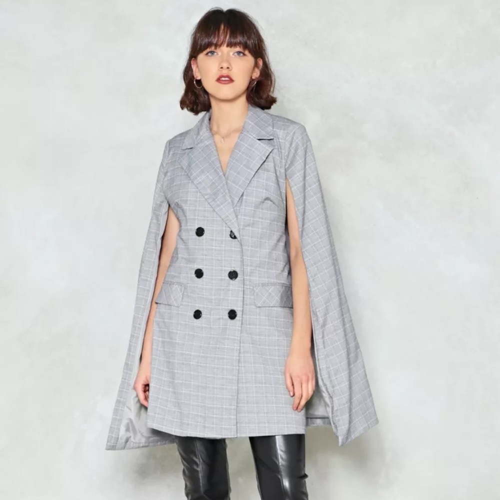 Nasty Gal - Unsung Hero Check Cape Blazer
